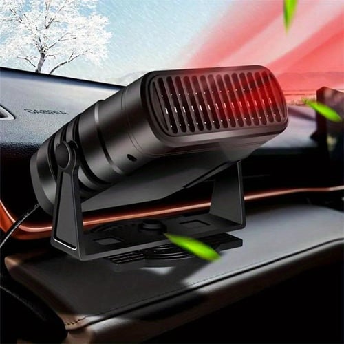 1pc Black Portable Abs Car Heater Defroster Windshield Defogger