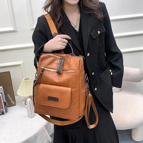 PU Leather Backpack Women Travel Anti-theft Shoulder Bag Purse