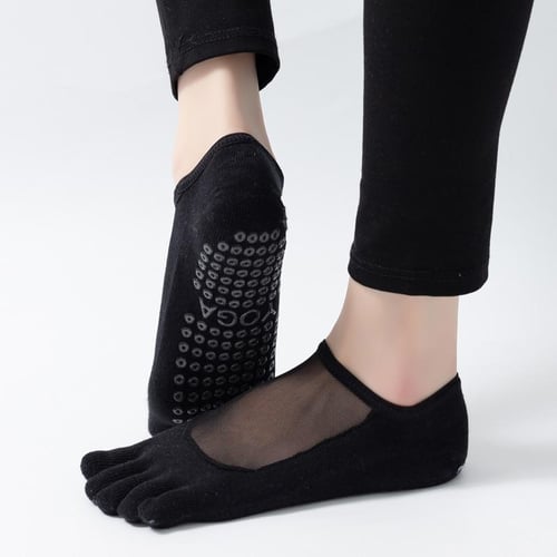 Five Toed Yoga Socks Women Cotton Silicone Non-slip High Quality Pilates  Grip Crew Socks - AliExpress