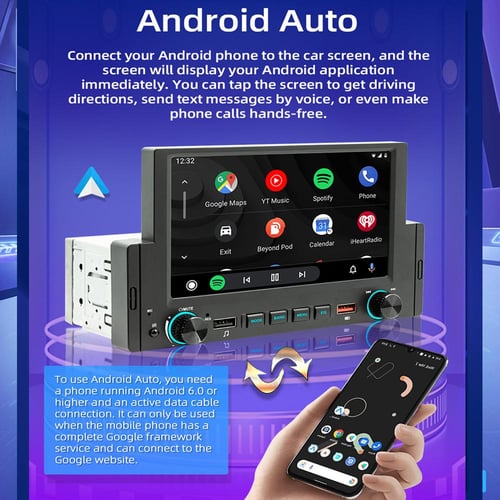 1 Din 6.2 inch CarPlay Car Radio Bluetooth Android-Auto MP5 Player