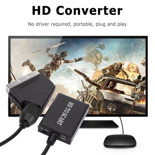 1m Converter Adapter Scart To HDMI-compatible 1080P Video Audio Converter  Adapter DC 5V Micro USB Cable Accessories for HDTV/DVD