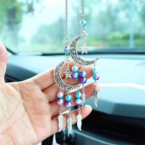 Cheap Sparkling Heart Faux Crystal Tassel Car Rear View Mirror Charms Beads  Lanyard Car Pendant Decoration Lucky Hanging Interior Ornament