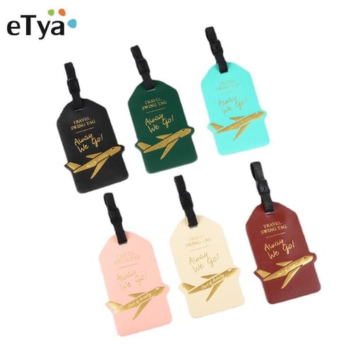 Women Men PU Leather Luggage Tag Suitcase Identifier Label Baggage Boarding  Bag Tag Name ID Address Holder Travel Accessorie Portable Label Bag
