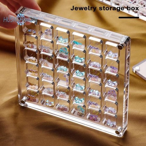 Qiilu 6 Grids Clear Storage Box,6 Grids Clear Organizer Box Sealing Cover Jewelry Storage Container Box For Diy Crafts Beads,6 Compartment Organizer B