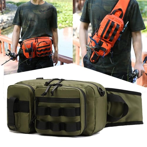 Waist Pack Shoulder Bag Fishing Tackle Bags Organizer Hiking Fish Lures Multi-functional Nylon Outdoor Crossbody Bags Camouflage
