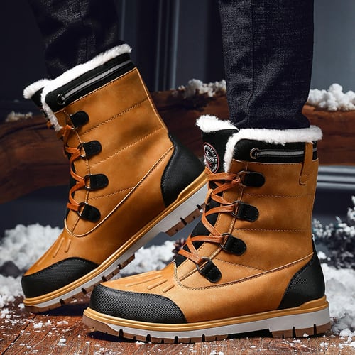 Men's Waterproof Snow Boots Winter Warm Windproof Fishing Shoes Anti-slip  Outdoor Walking Rain Boots,Camo-39 : : Fashion