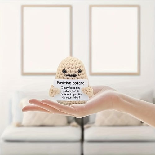 Funny Positive Potato Cute Wool Knitting Doll With Positive Card Positivity  Affirmation Cards Funny Knitted Potato