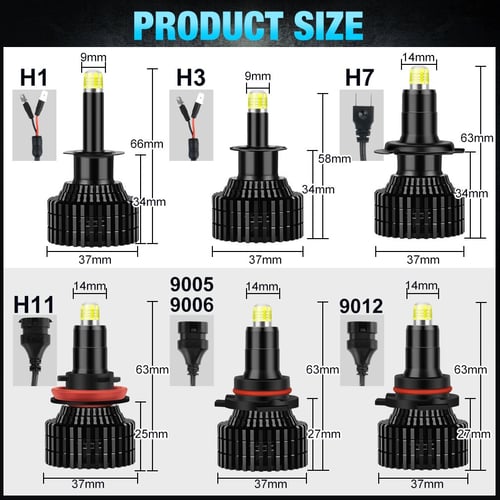 2 Pieces 3D LED Headlight H1 H7 LED Canbus H8 H11 9005 HB3 9006 HB4 Car  Light Bulb 20000LM 6500K 12V Automobile Headlamp