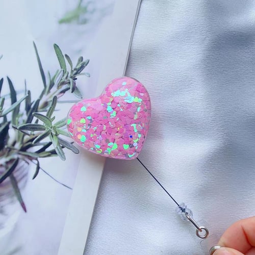 Retractable Heart Shaped Badge Reel with Alligator Clip for Nurses
