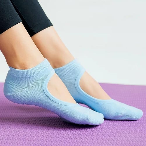 Women Cotton Backless Yoga Socks / Silicone Non Slip Breathable Pilates  Socks / Ballet Dance Ladies Sports Socks /Grip Yoga Socks