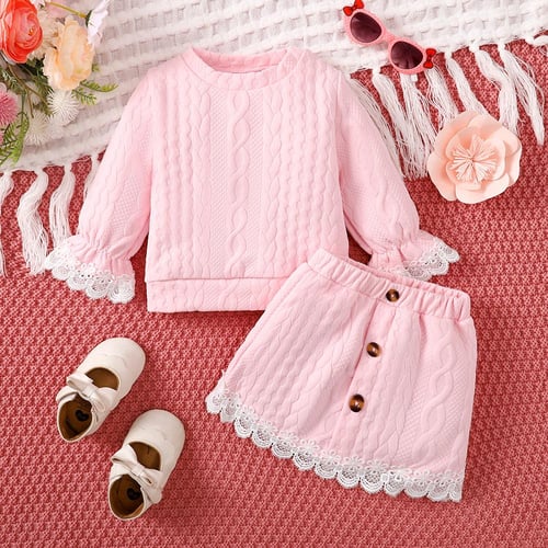 Children's Clothing Girls Solid color Sweater Tracksuit Flower
