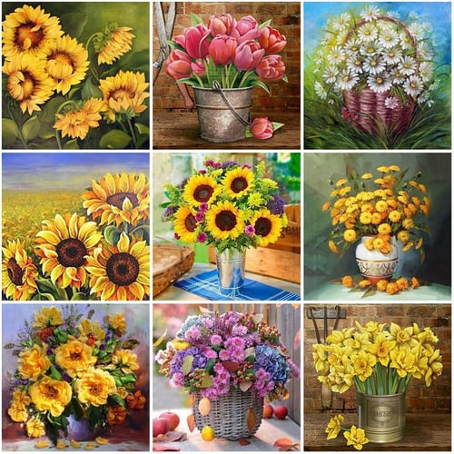 5D Diamond Painting Yellow Vase of Flowers Kit