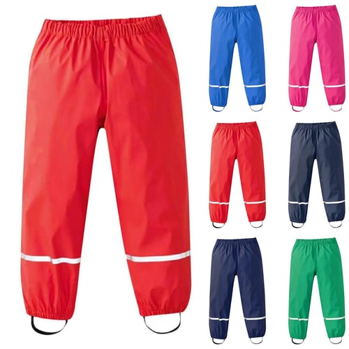 Boys Girls Reflective Waterproof Rain Pants Lightweight Rainwear 