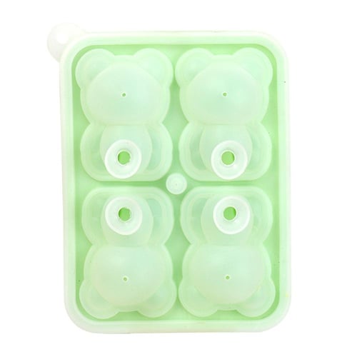 4 Grid Ice Cube Tray Cute Bear Shape Ice Block Mold Silicone Ice