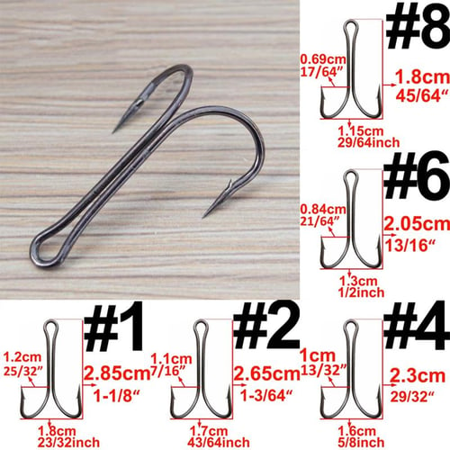 Fishing hook 50pcs/set double grappling sharp hooks #1/2/4/6/8