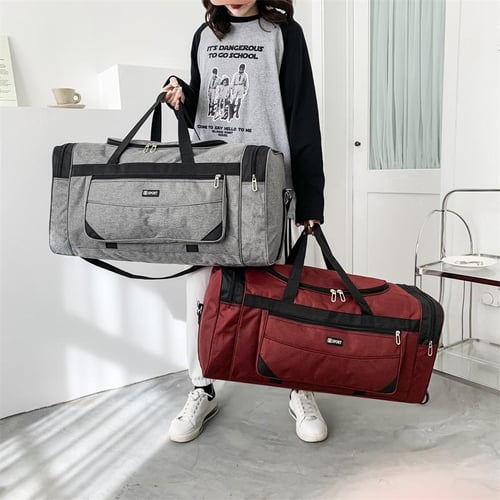 Men's Travel Duffel Bag Large Capacity Portable Travel Bag Pu Leisure  Foldable Travel Bag