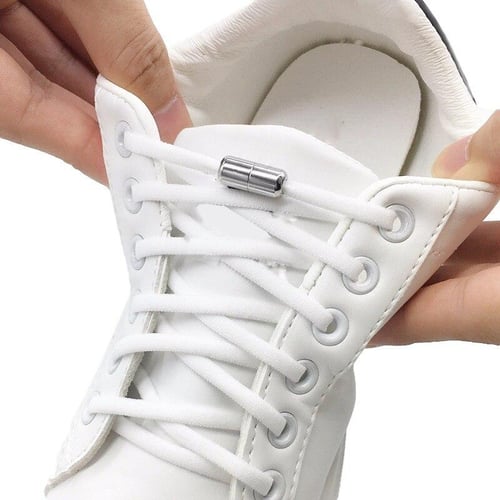 2/1Pair Elastic Laces Sneakers No Tie Shoelaces Flat Shoe Laces for Kids  Adult Quick Metal Lock Laces Shoe Strings