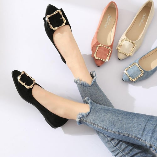 Leather Plain Women Casual Shallow Mouth Shoe Pointed Toe Shoe