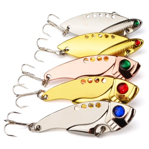 Cheap HENGJIA 0.44oz Metal Spinner Spoon Bait with 2 Blades Trout Bass Pike Fishing  Lures lot 10
