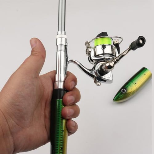 Puntos 1.6m Pen Shape Telescopic Mini Fishing Pole Rod with Metal