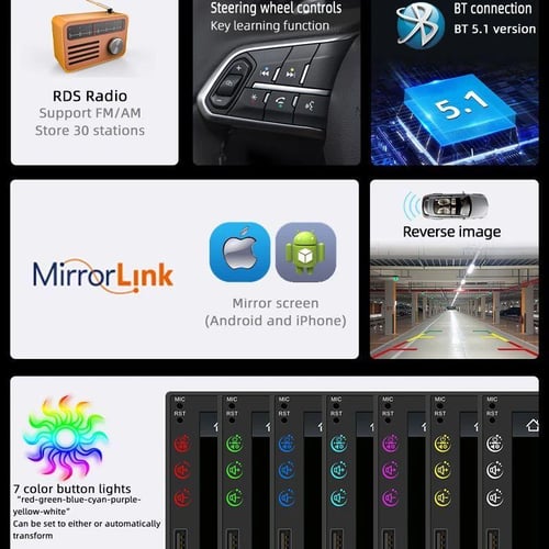 1 Din 5 CarPlay Radio Car Stereo Bluetooth MP5 Player Android
