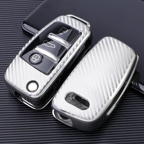 Sleek Carbon Fiber Style Key Fob Cover for A1 A3 Q3 Q7 R8 TT Fashion Design  - buy Sleek Carbon Fiber Style Key Fob Cover for A1 A3 Q3 Q7 R8 TT