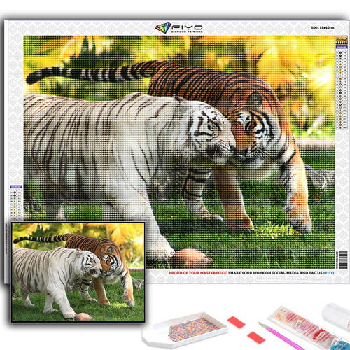 5D Diy Diamond Painting Animals Tiger Cross Stitch Set Full