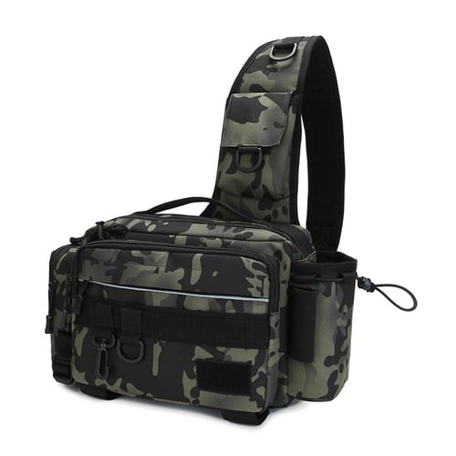 Waist Pack Shoulder Bag Fishing Tackle Bags Organizer Hiking Fish Lures Multi-functional Nylon Outdoor Crossbody Bags Camouflage