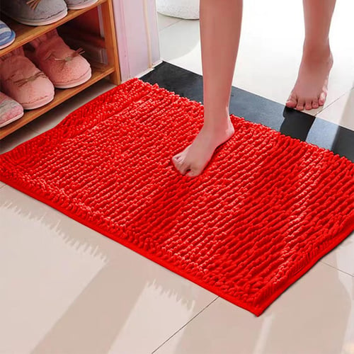 1pc Cobblestone Embossed Red Bath Rug, Minimalist Polyester Non