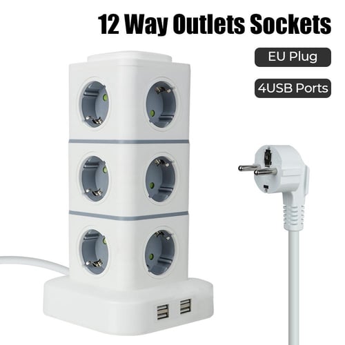 EU Plug Power Strip 2M Extension Cable Multiprise 3AC Outlets Electrical  Socket