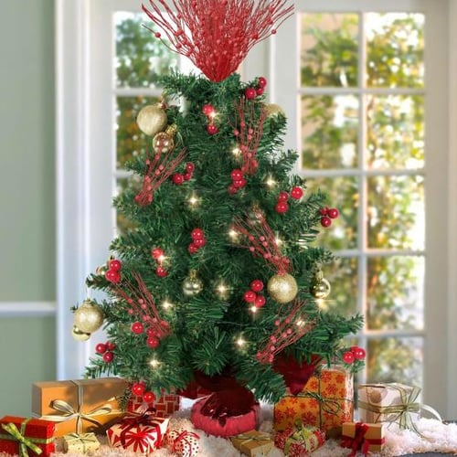 32Pcs Artificial Red Berry Stems Christmas Tree Decorations