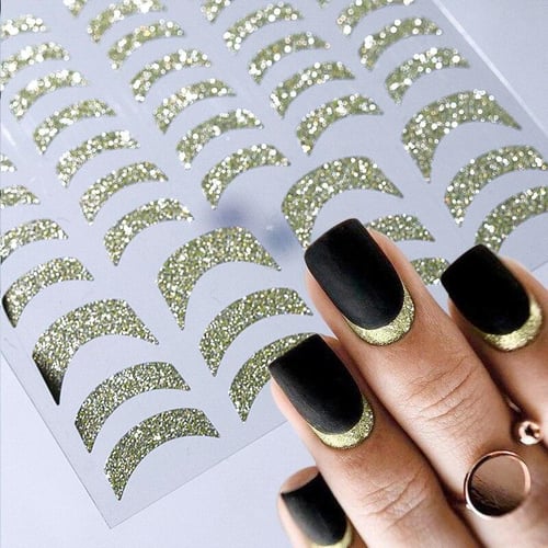 6Pcs French Manicure Strip Nail Forms Fringe Tip Guides Sticker Diy Wavy  Line Nail Art Tips Guides Stickers Stencil Strips Nail Tools Manicure  Strips French Tip Nail Tool