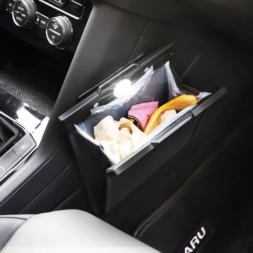 Small Car Garbage Bag Front Seat Magnetic Adsorption Car Trash Can With  light Hanging Leather Storage Pocket Car - buy Small Car Garbage Bag Front  Seat Magnetic Adsorption Car Trash Can With