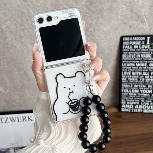 Cute Bracelet Cartoon Pendant Phone Case For Samsung Galaxy Z Flip 5 4 3 Z  Flip3 Flip5 Flip4 5G Hard Cover Lovely Hinge Cases