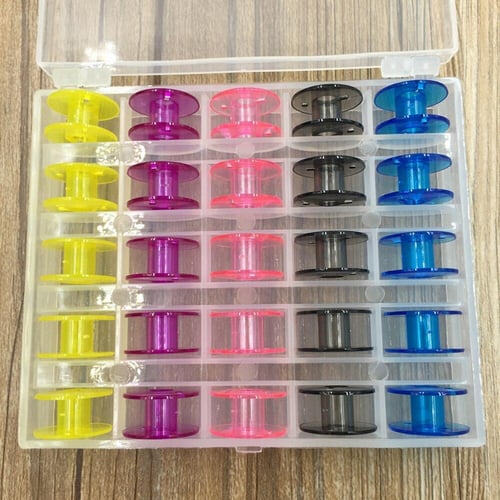 25pcs Metal Bobbins Embroidery Bobbins with Storage Box for Sewing