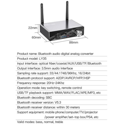 Transmitter / Receiver Bluetooth 5.1 DAC SPDIF 24bit 96kHz USB
