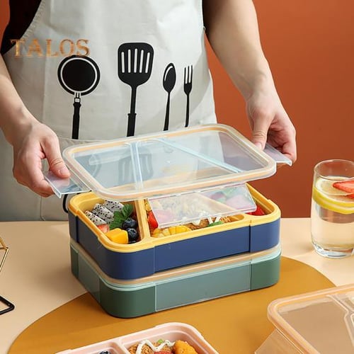 2.05/2.15L Leak-Proof Lunch Box with Grid Design Spacious and Convenient  Food Container for Home, Office, or School
