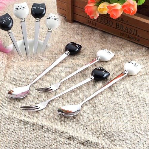 1pc Cute Stainless Steel Utensils Set, Portable Outdoor Cartoon Spoons &  Forks & Chopsticks