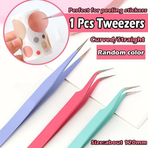 1~4PCS set Macarons Tweezers for Scrapbooking Paper Nail Clip Stickers  Straight Elbow Stainless Steel Tweezer Nail Tool - AliExpress