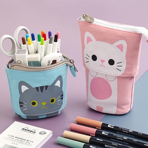 Portable cartoon bear pencil case with pen insert animal cute