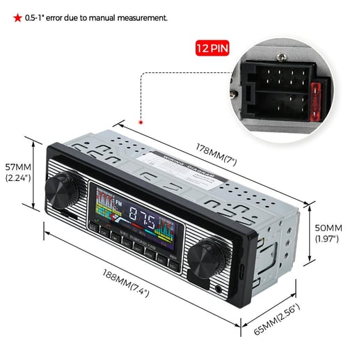 Vintage Car Stereo with Bluetooth USB and FM Radio for Classic