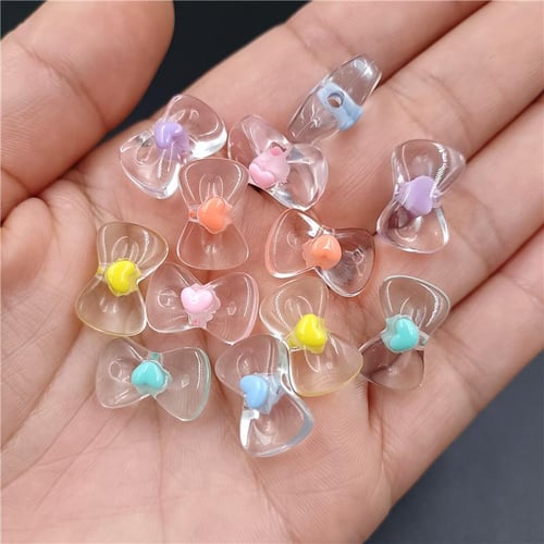 10Pcs 10*16mm Acrylic Transparent Love Bow Beads Loose Beads DIY Handmade  Beading Material for Jewelry Making