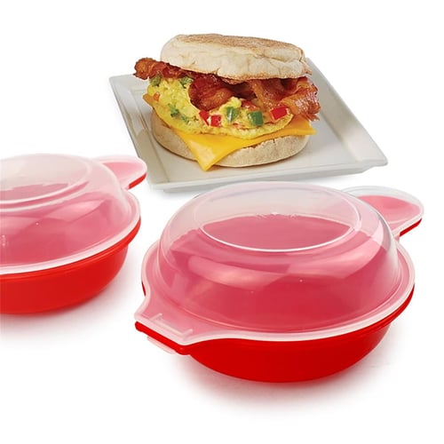 Microwave Double Egg Poacher Maker With Lid Detachable Drain