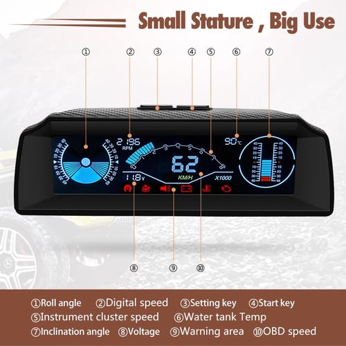 M50 Slope Meter HUD Off Road GPS Smart Inclinometer Car Digital Display  Tilt Roll Pitch Angle Inclinometro Auto Intelligent Volt