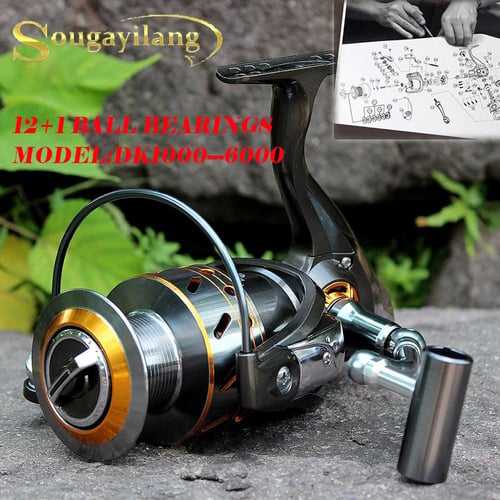 Sougayilang Fishing Reel 5.2:1/5.1:1 Gear Ratio Powerful Spinning Reel 11BB  Smooth Spinning Fishing Reel 