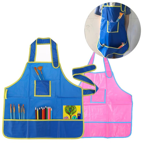 Great home)Waterproof Smocks For Kids Painting Blue Children Aprons  Painting Smocks With 4 Pockets For Kids Painting Supplies Age 3-12 Years -  buy (Great home)Waterproof Smocks For Kids Painting Blue Children Aprons