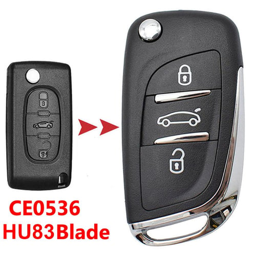 CE0523 Modified Flip Remote Key Case Shell w/ VA2 Blade for Peugeot 306 407  807