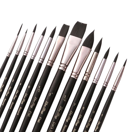 12pcs Paint Brushes Set Professional Paint Brush Round Pointed Tip Nylon  Hair Acrylic Brush For Acrylic Watercolor Oil Painting