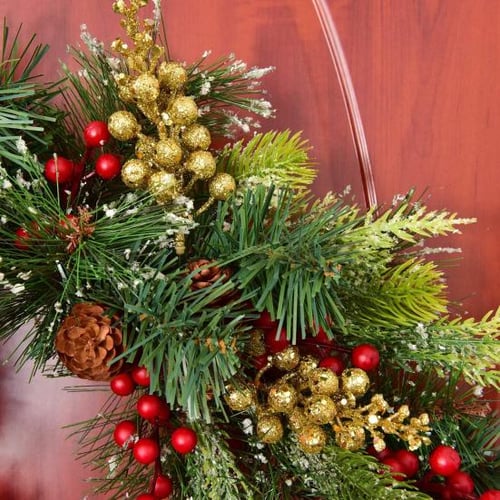 Christmas Artificial Red Berries Stems Realistic Vibrant Color No