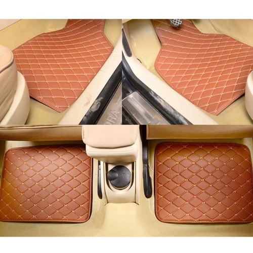 Universal Fit 4pcs PU Leather Car Floor Mat Waterproof Foot Pads